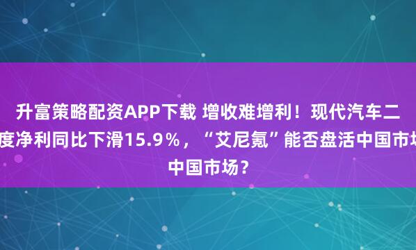 升富策略配资APP下载 增收难增利！现代汽车二季度净利同比下滑15.9％，“艾尼氪”能否盘活中国市场？